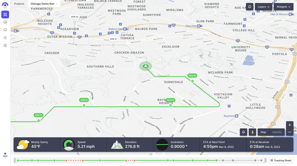 GlobalTrack pig run on a live map